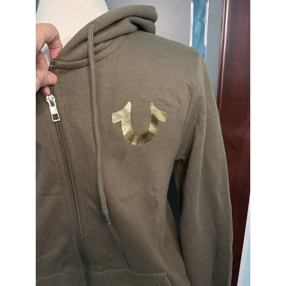 New True Religion City Buddha Logo Zip Hoodie Green Retail $119 Size Small